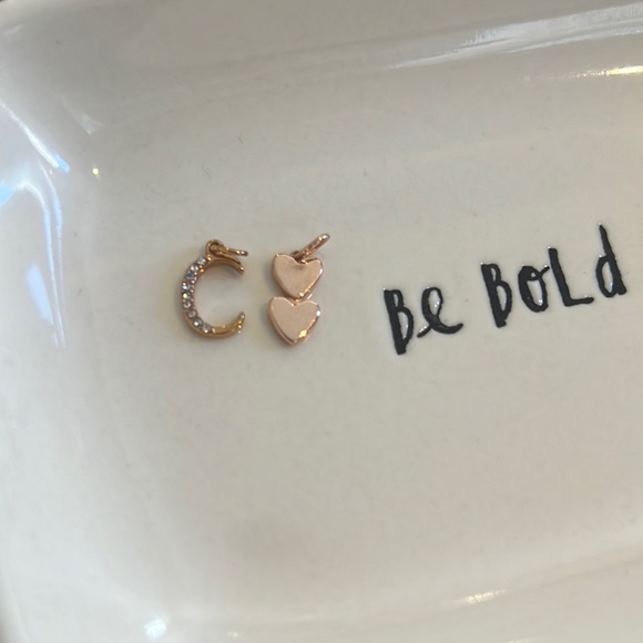 KEEP-It Pavé Letter necklace charm C & Double Heart charm Rose Gold. (2 charms) - Picture 2 of 4